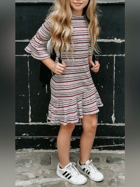 Habitual Kid Girls’ Sz 7/8 Striped‎ Blair Ruffle Dress